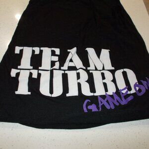 Athletic Black Shirt with Purple Design on Back